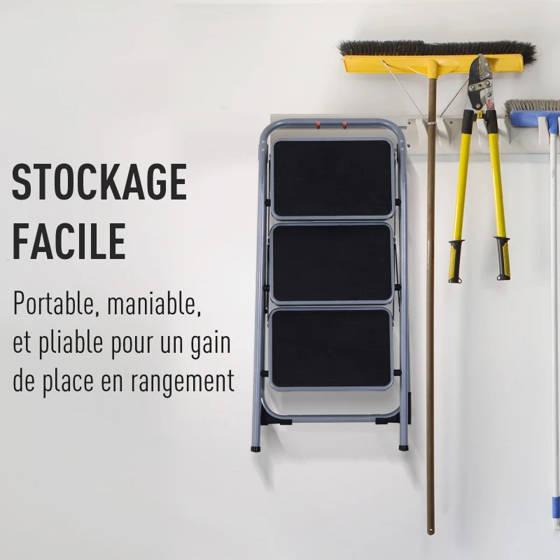 Homcom Escabeau Pliant Antiglisse en Métal 111 x 37 x 4 cm