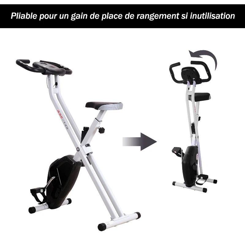 HOMCOM Vélo d'appartement cardio Fitness pliable écran LCD résistance et selle réglable noir