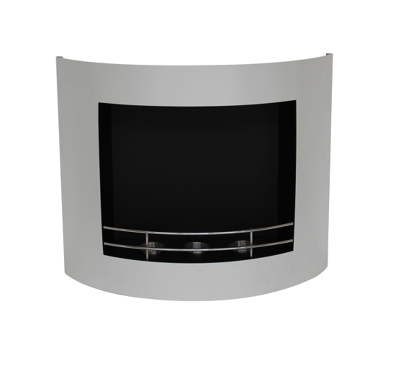 Cheminee bio ethanol murale a gel acier inoxydable 3 bruleurs design blanc neuf 27