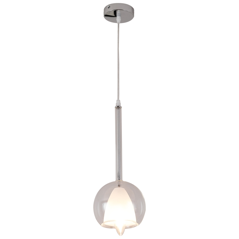 HOMCOM Lustre suspension style néo-rétro double verre transparent + opaque 40 W Ø 15 x 38H cm