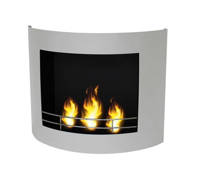 Cheminee bio ethanol murale a gel acier inoxydable 3 bruleurs design blanc neuf 27