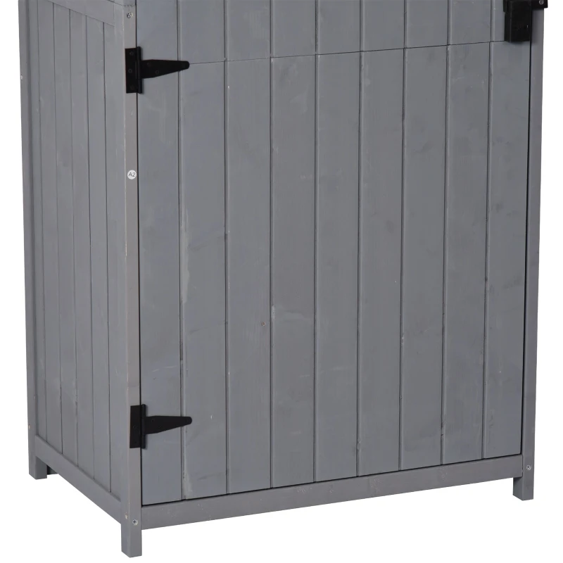 Outsunny Armoire abri de Jardin Remise pour Outils 3 étagères 2 Porte loquets Toit Pente bitumé 77L x 54l x 179H cm Sapin traité Gris