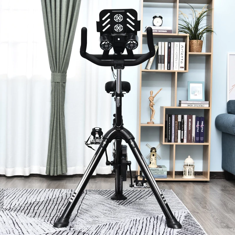 HOMCOM Vélo d'appartement cardio vélo de biking haute performance écran multifonction selle et guidon réglable support tablette gourde noir rouge