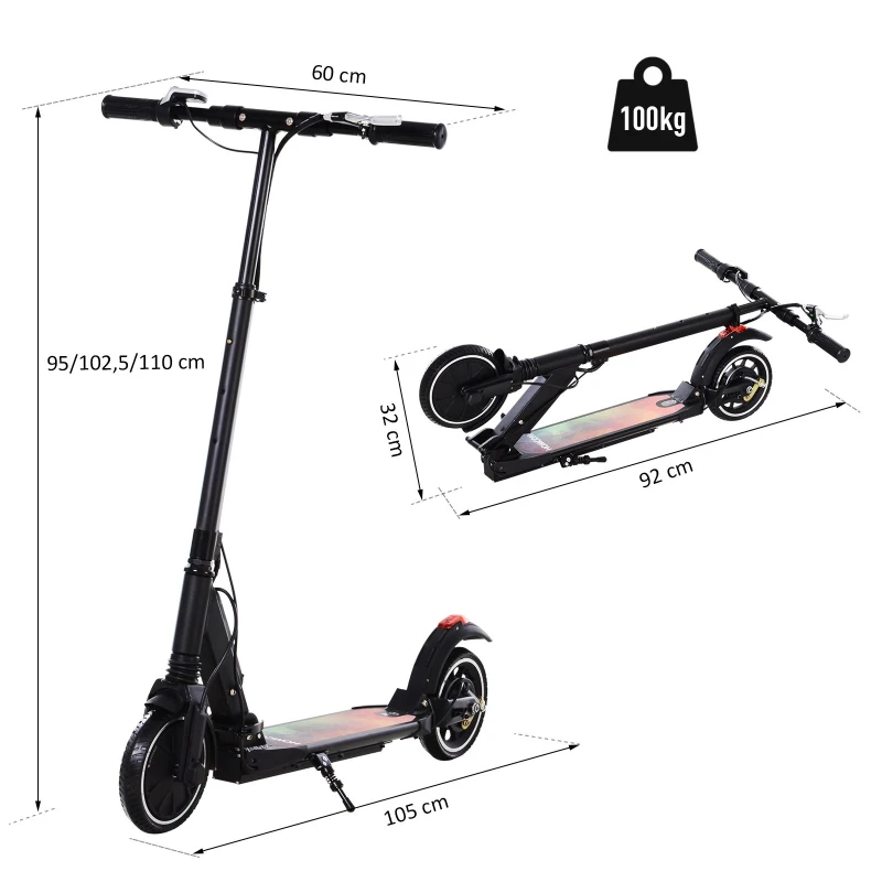 Homcom Trottinette électrique pliable 250 W pour adulte enfant 14 ans min. 25 Km/h max. autonomie 15 km max. écran LCD alu. métal noir