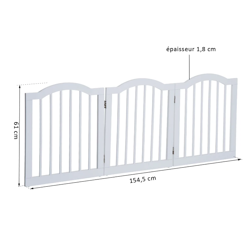 PawHut Barrière de sécurité barrière modulable pliable pour animaux de compagnie MDF bois massif 154,5 x 61 cm blanc
