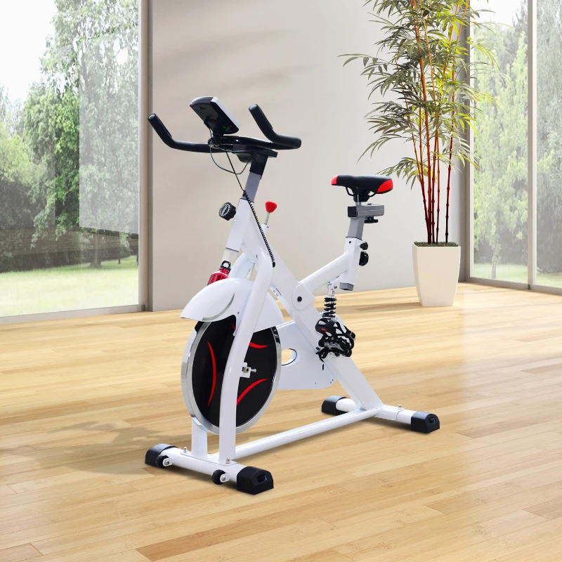 Homcom Vélo d'Appartement Ecran LCD en Métal Blanc 103 x 21,5 x 78 cm