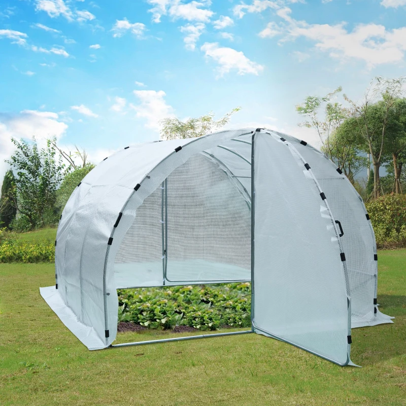 Outsunny Serre de Jardin Blanche 9 m² 3 x 3 x 2 m