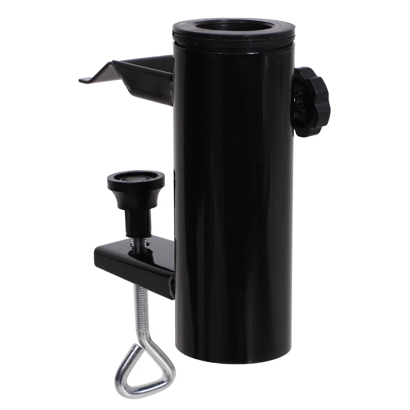 Outsunny Support à parasol fixation de parasol pour balcon barrière garde-corps métal plastique noir