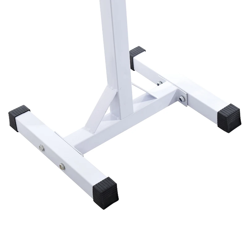 HOMCOM Soporte para Barra de Pesas Estante Ajustable de 12 Niveles Barra Levantamiento Pesas Gimnasio Max. 150 KG Acero 52x48x108-163 cm Blanco