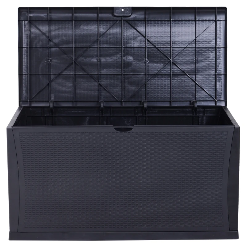 Outsunny Coffre malle de rangement dim. 120L x 61l x 63H cm résine tressée imitation rotin noir