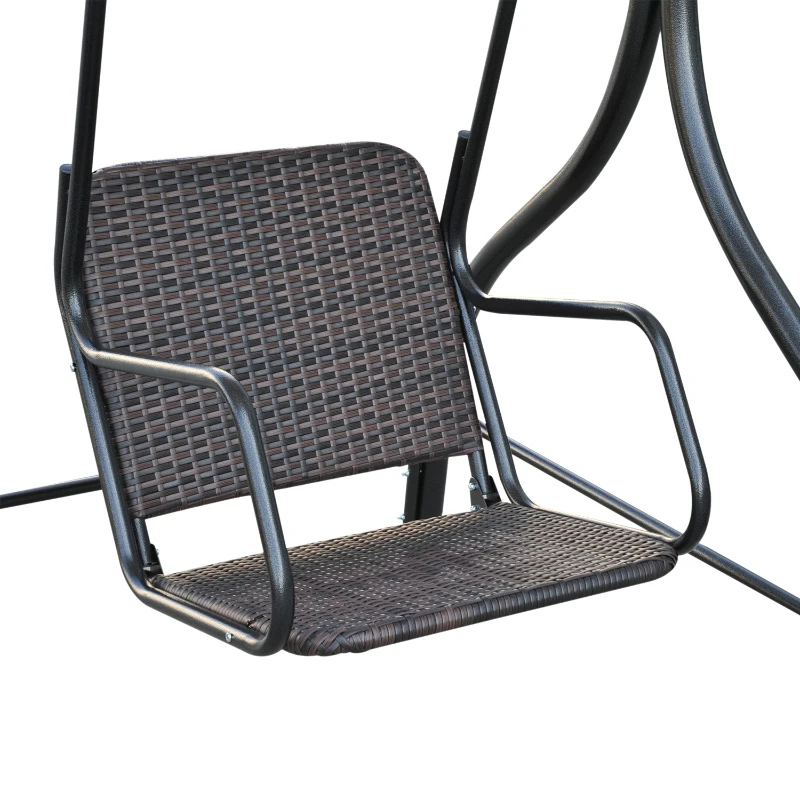 Outsunny Balancelle de Jardin Marron et Blanche 2 Sièges Séparés