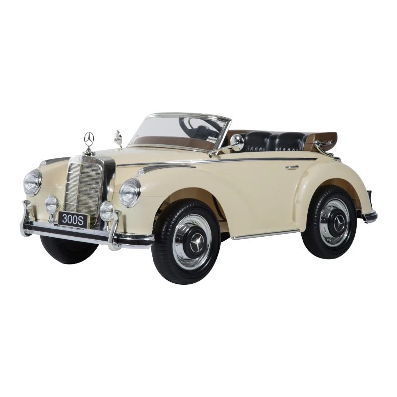 Voiture électrique pour enfant contrôle à distance télécommande/manuel Mercedes-Benz Modèle 300S pour enfant fonction Bluetooth beige 13WT