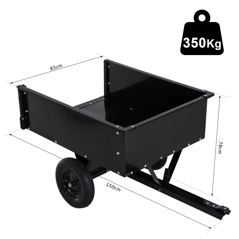 Outsunny Remorque Basculante pour Tracteur Noir 150 x 83 x 7 cm