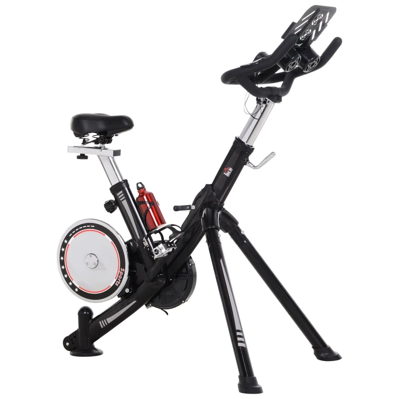 HOMCOM Vélo d'appartement cardio vélo de biking haute performance écran multifonction selle et guidon réglable support tablette gourde noir rouge