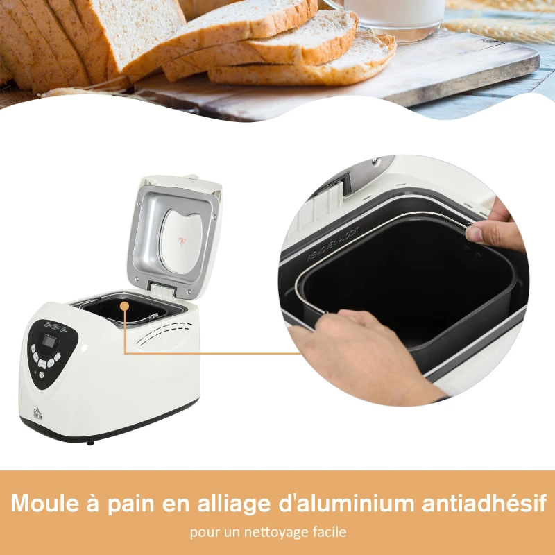 Machine à pain 12 programmes + nombreuses fonctions blanc noir
