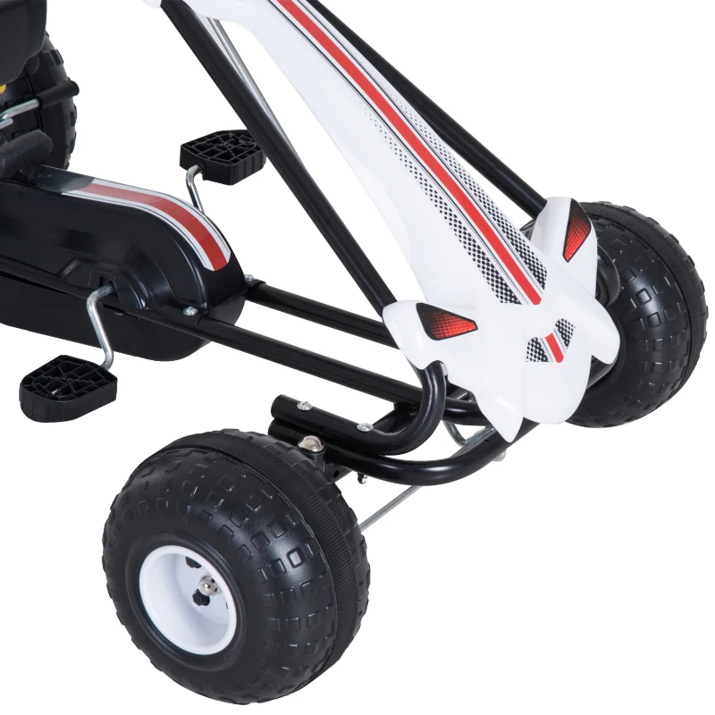 HOMCOM Vélo et véhicule pour enfants kart à pédales siège réglable frein manuel roues AR plastique acier noir blanc