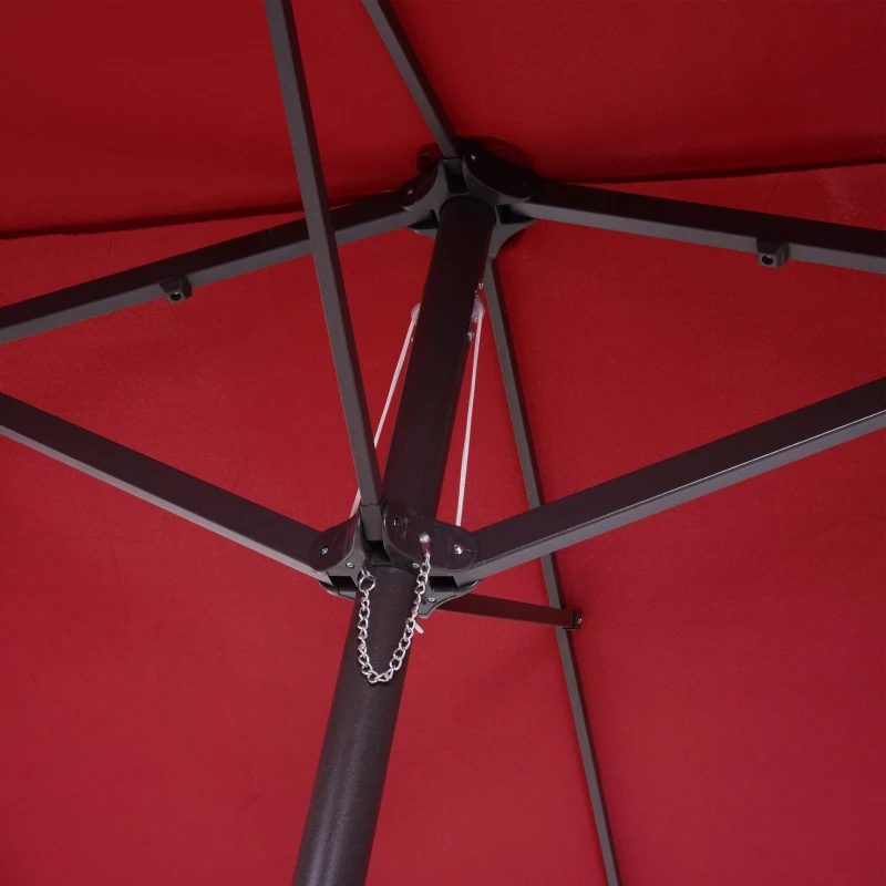 Outsunny Parasol de Jardin xxL en Métal Rouge xxL 460 x 270 x 240 cm