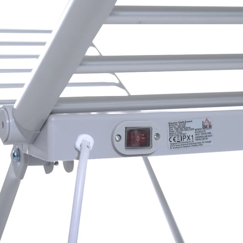HOMCOM Séchoir étendoir à linge électrique chauffant pliable 20 barres 2 ailes repliables 230 W 50-55° C aluminium