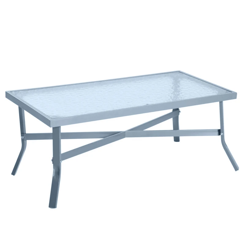 Outsunny Ensemble salon de jardin meuble de jardin 4 places en textilène 1 canapé + 2 fauteuils + 1 table casse cadre en acier gris