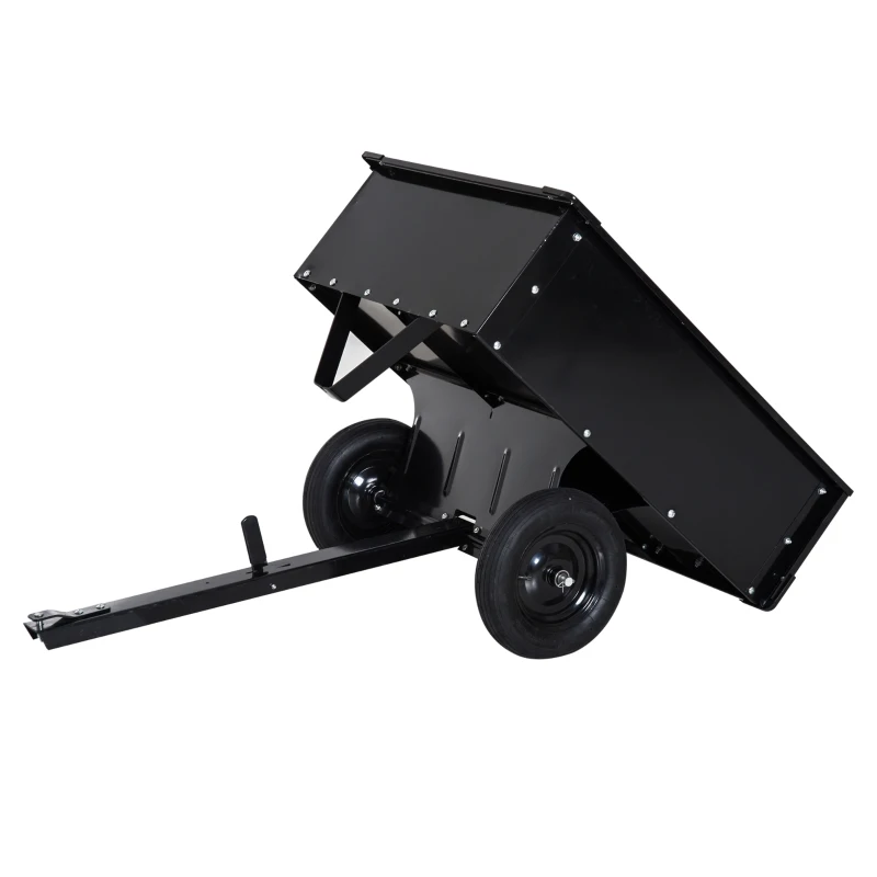 Outsunny Remorque Basculante pour Tracteur Noir 150 x 83 x 7 cm