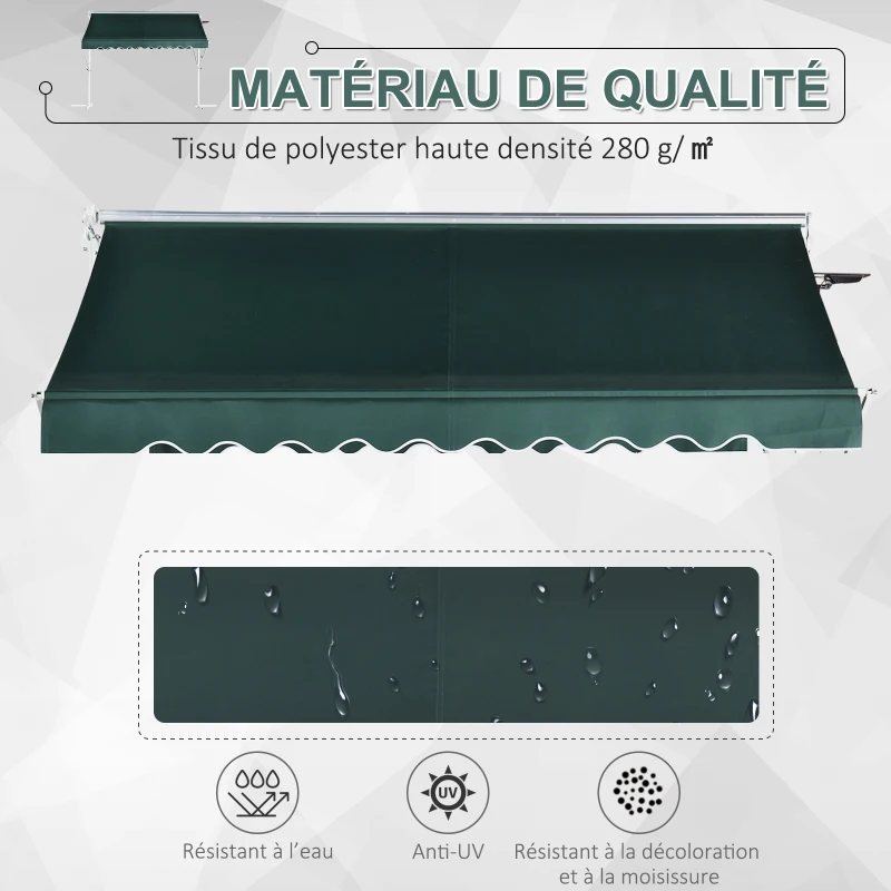 Store double pente éclairage LED 3 m vert