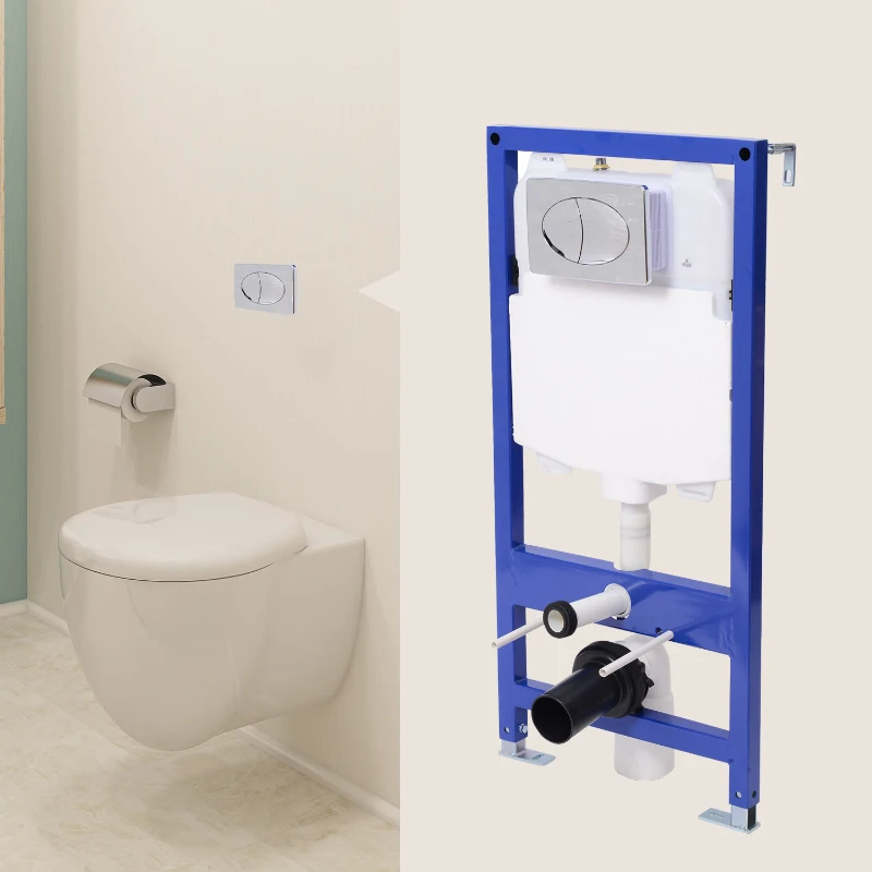 HOMCOM Structure/Bâti-Support pour WC Suspendu Mur Porteur Chasse d'Eau Ajustable Charge Max. 400Kg Multicolore