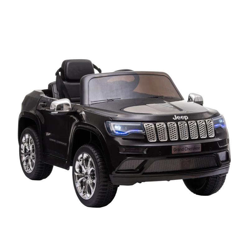 HOMCOM Voiture véhicule électrique Enfant 12 V - Télécommande parentale fournie - V. Max. 3 Km/h - Effets sonores, Lumineux - Jeep Grand Cherokee Noir