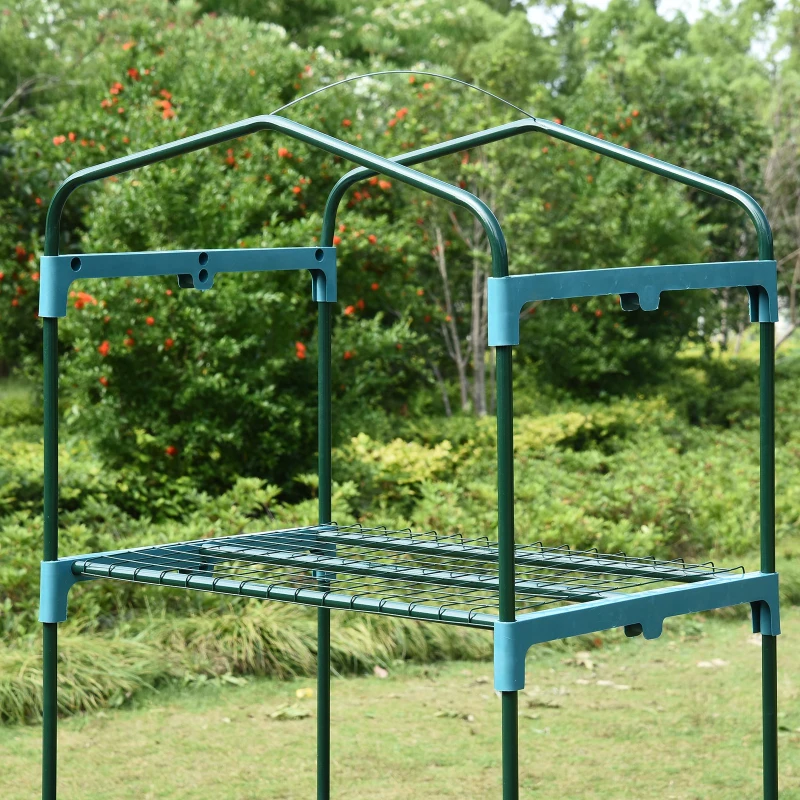 Outsunny Serre de Jardin Balcon étagère Serre 4 Niveaux 0,7L x 0,5l x 1,6H m Acier galvanisé bâche Amovible PVC Haute densité Transparent