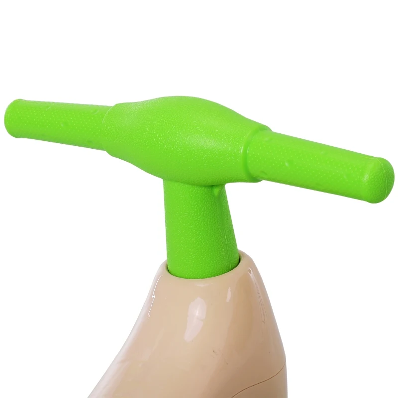 HOMCOM Draisienne vélo enfant 4 roues selle guidon ergonomique antidérapant coffre rangement effet sonore plastique beige vert