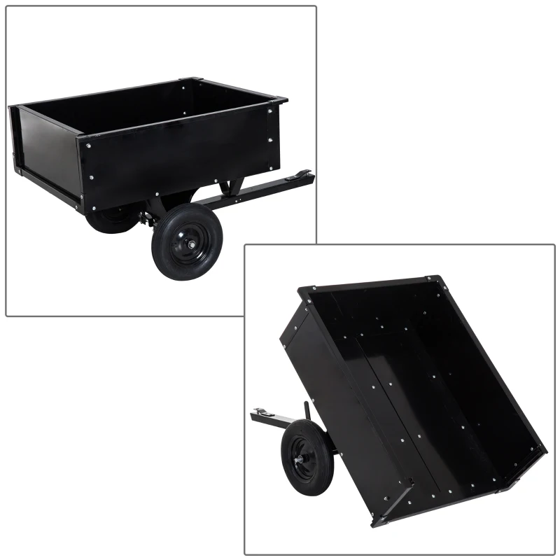 Outsunny Remorque Basculante pour Tracteur Noir 150 x 83 x 7 cm