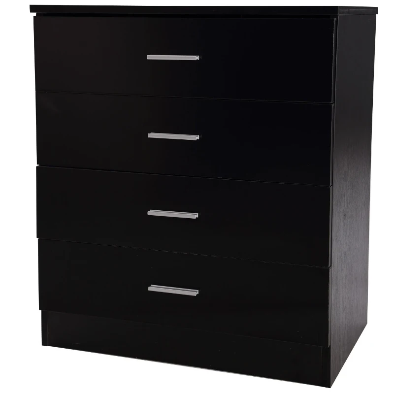 HOMCOM Ensemble Moderne Meubles de Chambre : Armoire Penderie, Commode et Chevet Noir