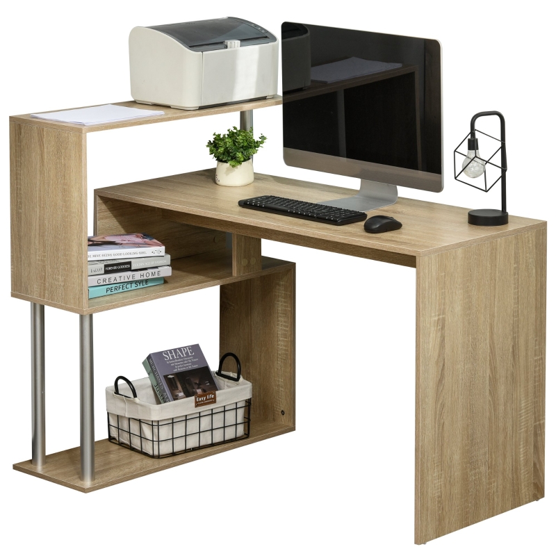 Bureau d'angle design contemporain bibliothèque intégrée en S