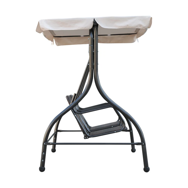 Outsunny Balancelle de Jardin Marron et Blanche 2 Sièges Séparés