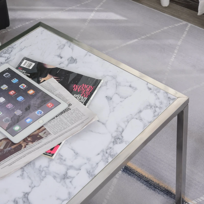 HOMCOM Table Basse Table de Salon avec 1 Étagère Supplémentaire 102 x 50,5 x 45 cm Blanc