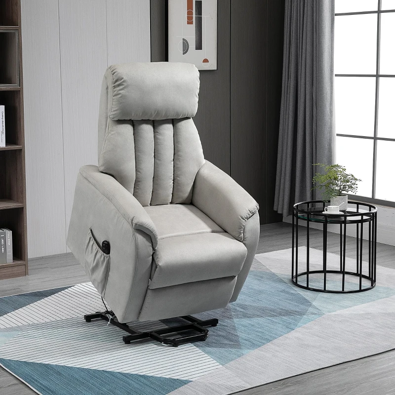 HOMCOM Fauteuil de Relaxation électrique Fauteuil releveur inclinable avec Repose-Pied Ajustable Microfibre Polyester Gris