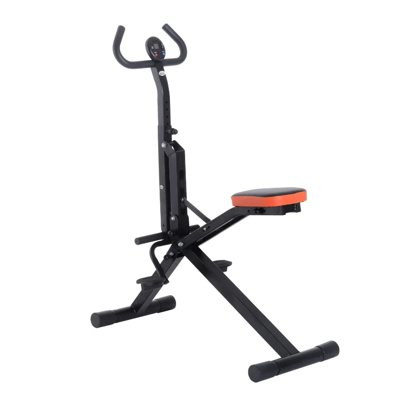 HOMCOM Appareil de Fitness Musculation Abdominaux Siège Guidon Réglable Compteur LCD 105L × 43L × 118Hcm Acier Noir