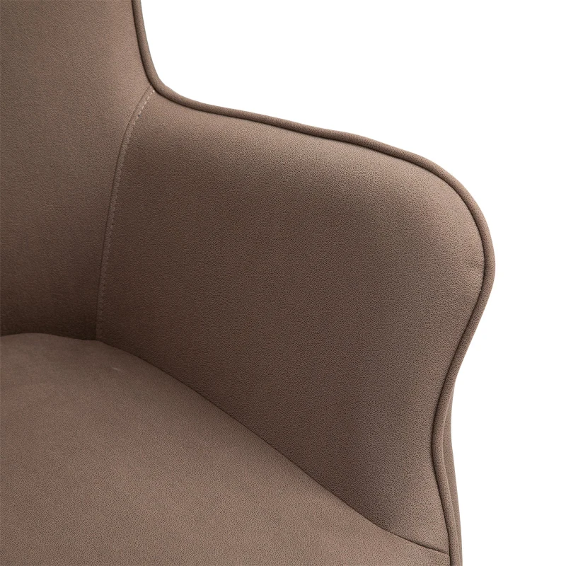 HOMCOM Fauteuil en revêtement synthétique tissu Chaise de Loisirs Pivotant à 360 ° avec Accoudoirs Design Rétro Élégant Idéale pour Salon Chambre Cuisine 71 x 74 x 106 cm Marron