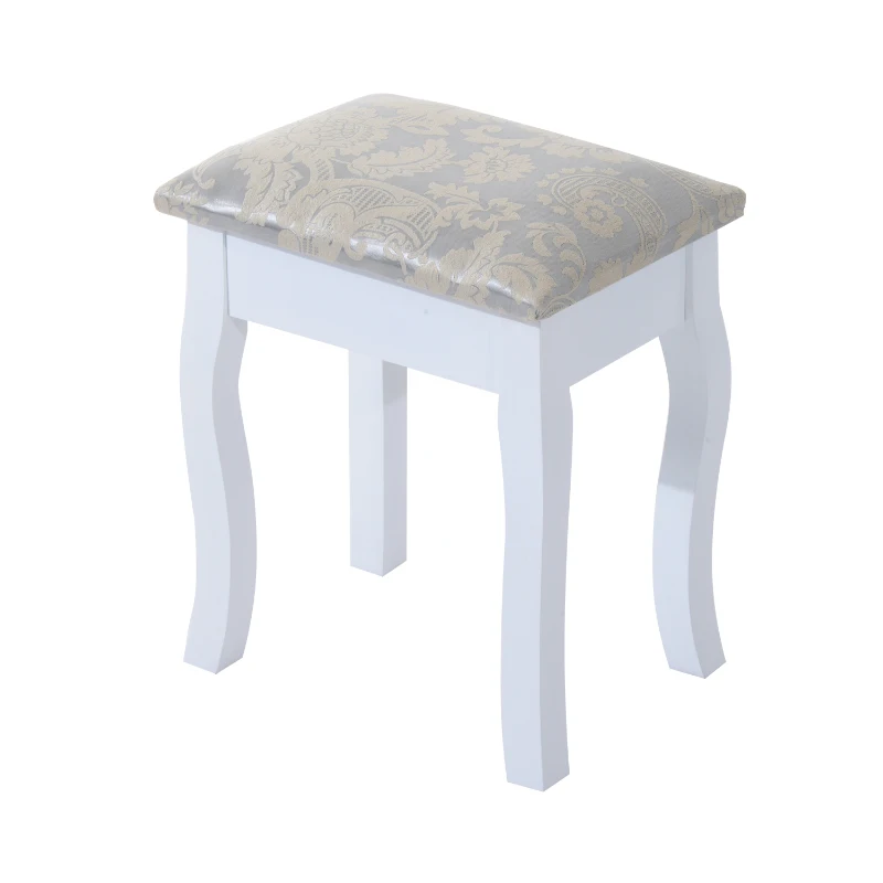 HOMCOM Coiffeuse et Tabouret Style Baroque en Bois Blanc
