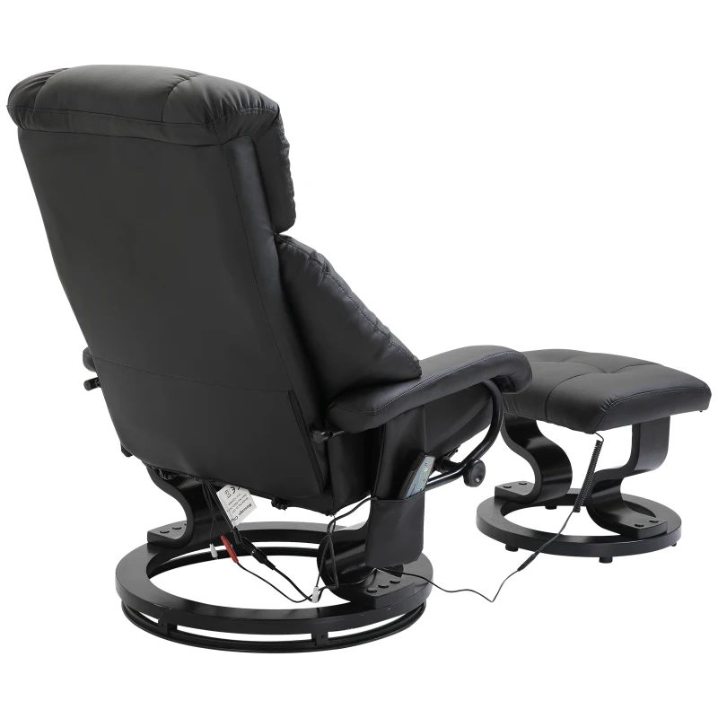Homcom Fauteuil de Massage avec Repose-Pied Noir 76 x 80 x 102 cm