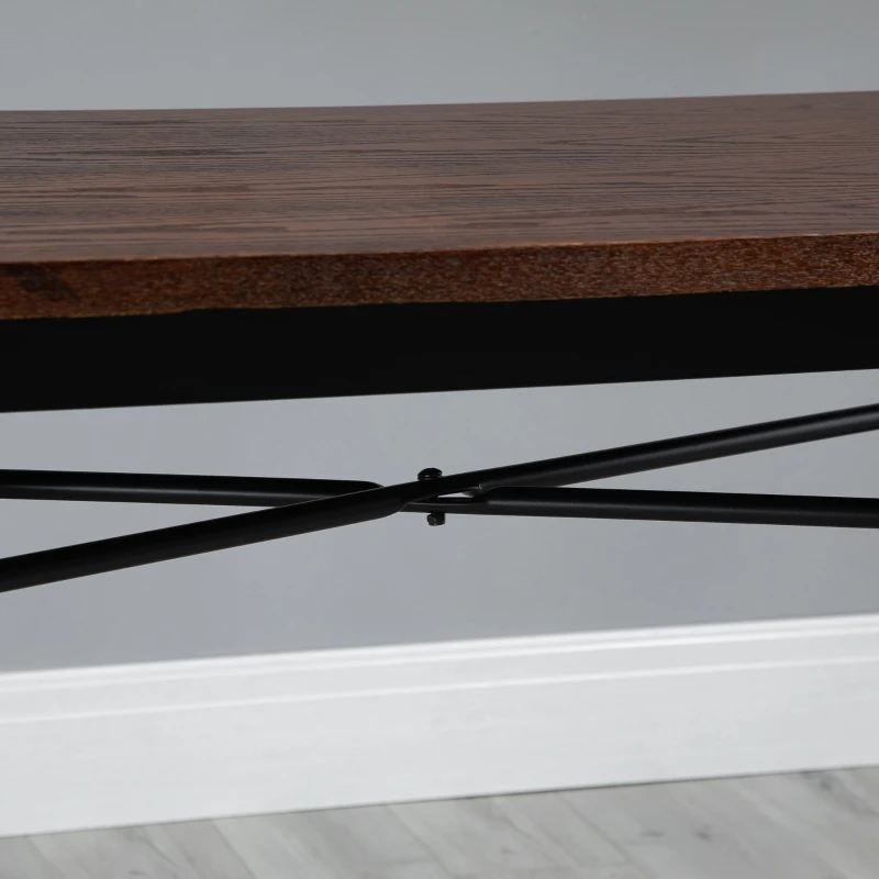 HOMCOM Table à manger design industriel 6 pers. - dim. 110 x 60 x 75 cm - métal noir panneaux multicouches imitation bois chêne foncé