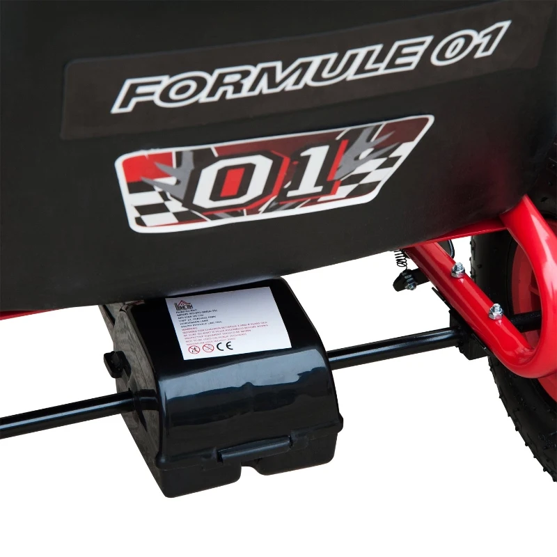 HOMCOM Vélo et véhicule pour Enfants Kart à pédales siège réglable, Roues gonflables et Frein à Main Acier Plastique Rouge et Noir