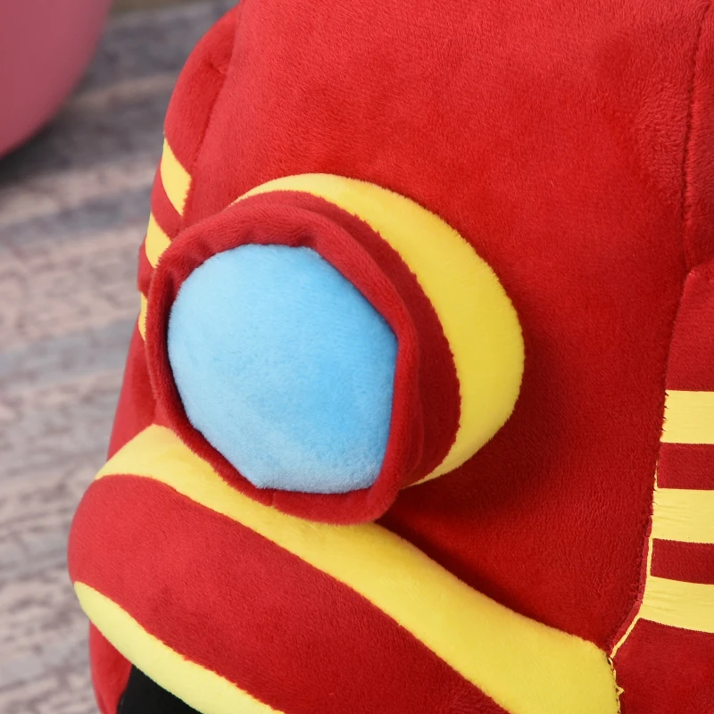 HOMCOM Cheval à bascule modèle moto fonction musicale selle grand confort peluche courte douce bois peuplier rouge et jaune dim. 60L x 25,5l x 48H cm