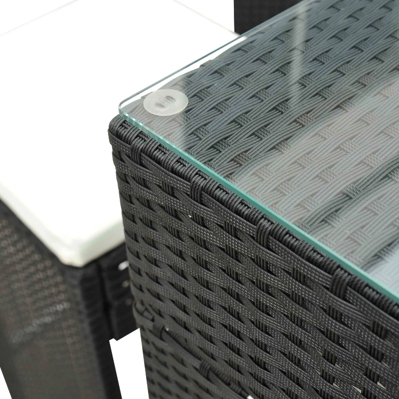 ENSEMBLE TABLE DE BAR + 6 TABOURETS SALON JARDIN RESINE ROTIN TRESSE AVEC COUSSINS NEUF 34