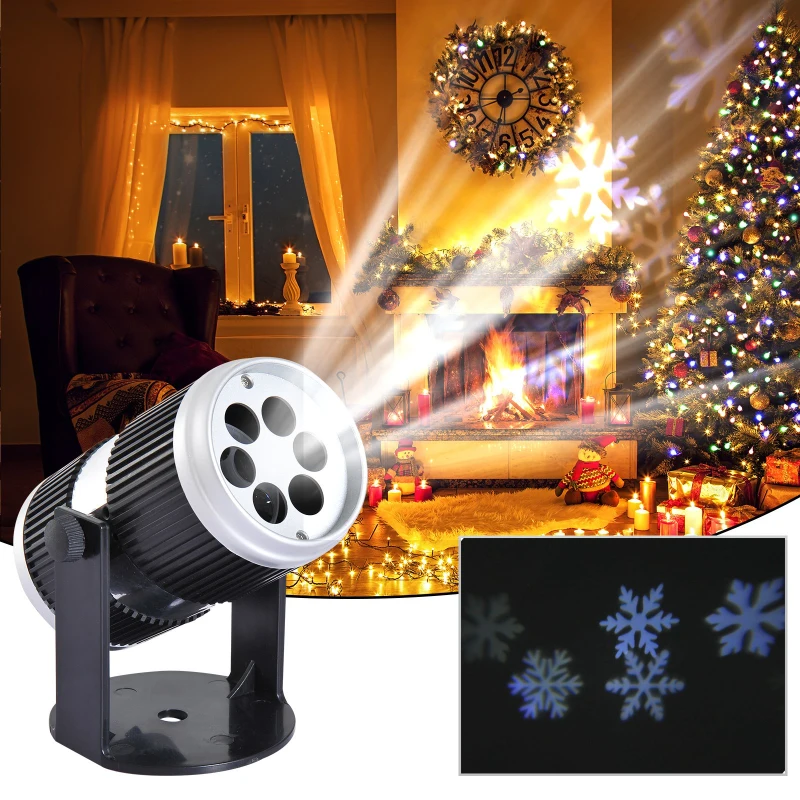 Homcom Projecteur LED 4 W Motif Flocon de Neige 13 x 10 x 34 cm