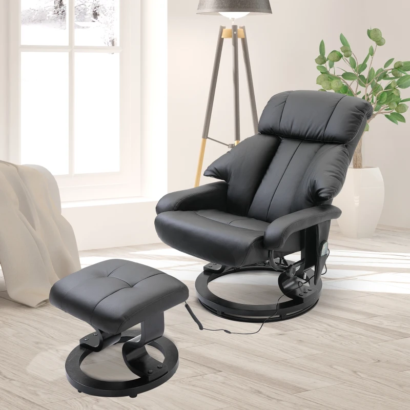 Homcom Fauteuil de Massage avec Repose-Pied Noir 76 x 80 x 102 cm