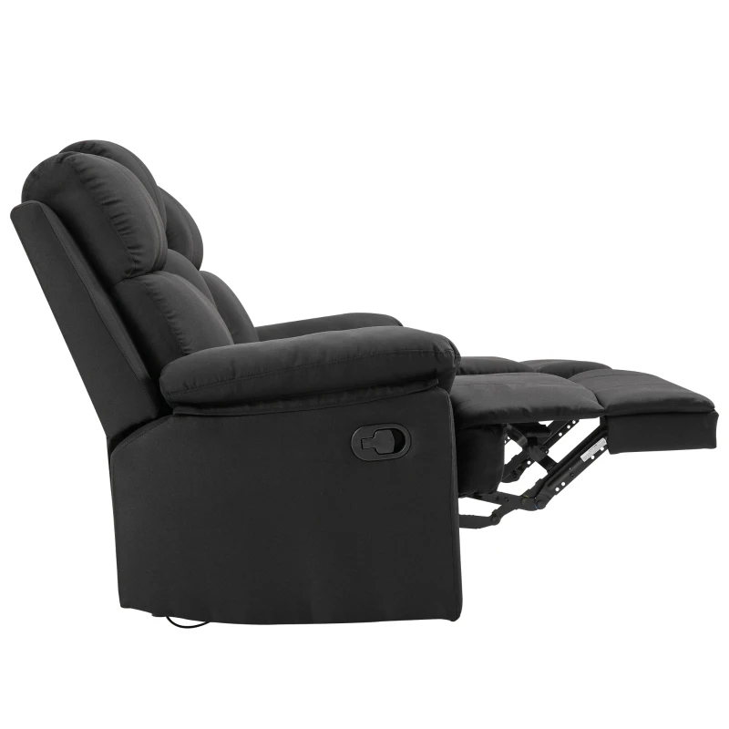 HOMCOM Canapé de relaxation 3 places avec 2 relax manuels tissu lin noir dim. 185L x 94l x 98H cm