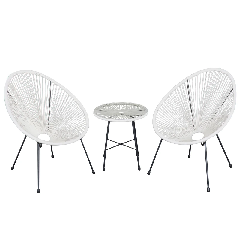 Outsunny Ensemble de jardin Acapulco Blanc