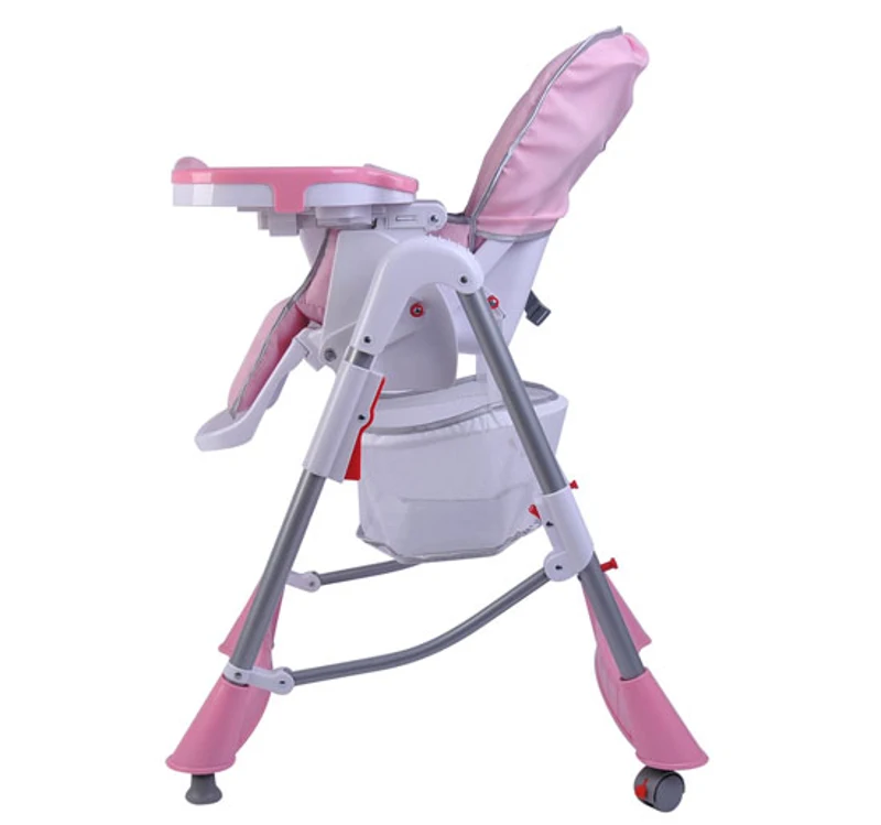 CHAISE HAUTE DE BEBE MULTIFONCTIONNELLE POUR ENFANTS BEBES GRAND CONFORT ROSE GRIS NEUF 58