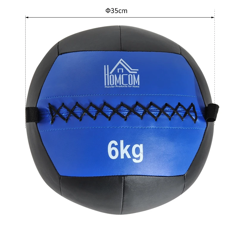Homcom Medecine Ball en Simili Cuir Bleu 35 x 35 x 35 cm