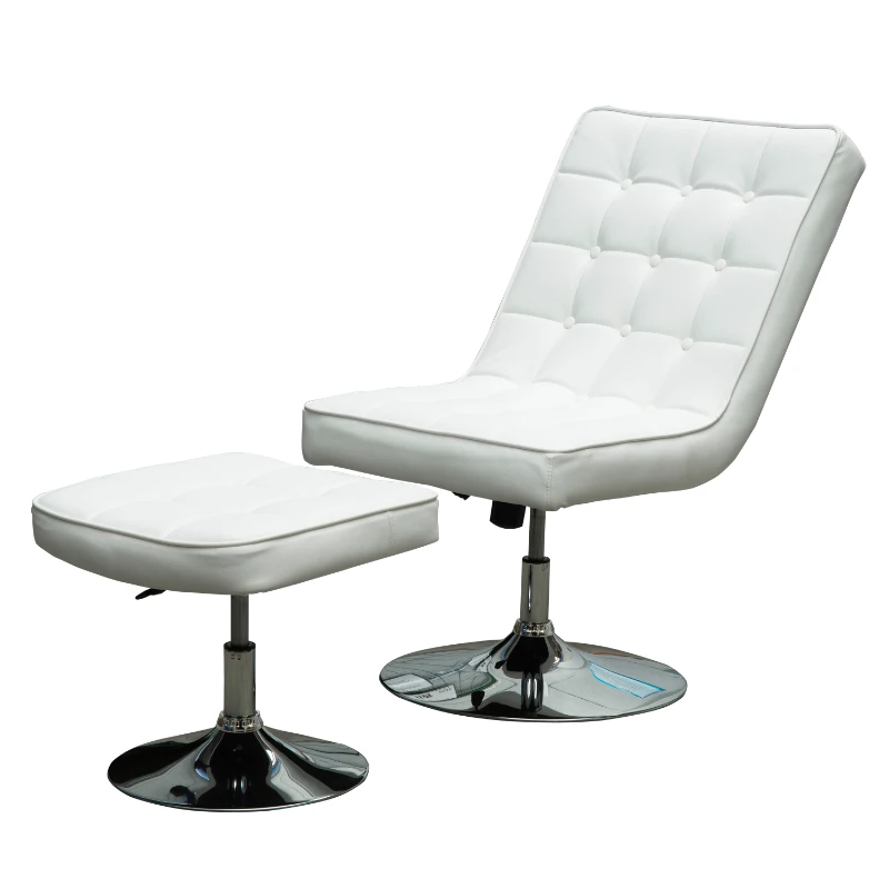 Fauteuil relaxation pivotant avec repose-pieds hauteur réglable blanc